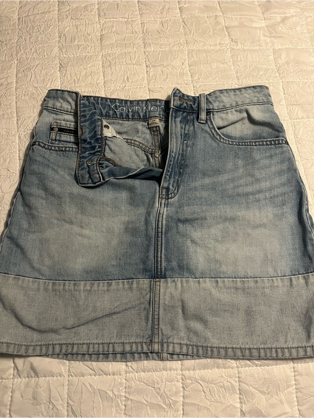 Calvin Klein Light Blue Denim Mini Skirt